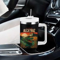 Alligator Alcatraz Tumbler With Handle Retro Florida Swamp Political Prison - Wonder Print Shop