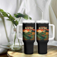 Alligator Alcatraz Tumbler With Handle Retro Florida Swamp Political Prison - Wonder Print Shop
