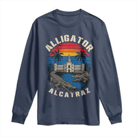 Alligator Alcatraz Political Long Sleeve Shirt Florida Prison State Retro Sunset - Wonder Print Shop