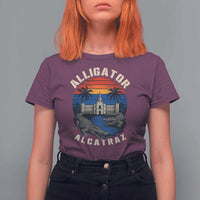 Alligator Alcatraz Political T Shirt For Women Florida Prison State Retro Sunset - Wonder Print Shop