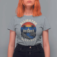 Alligator Alcatraz Political T Shirt For Women Florida Prison State Retro Sunset - Wonder Print Shop