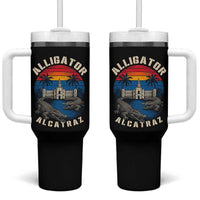 Alligator Alcatraz Political Tumbler With Handle Florida Prison State Retro Sunset - Wonder Print Shop