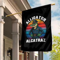 Alligator Alcatraz Florida Garden Flag Funny Gator Cop Political Humor Retro Sunset - Wonder Print Shop