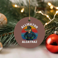 Alligator Alcatraz Florida Ceramic Ornament Funny Gator Cop Political Humor Retro Sunset - Wonder Print Shop