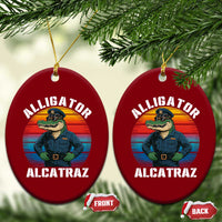 Alligator Alcatraz Florida Ceramic Ornament Funny Gator Cop Political Humor Retro Sunset - Wonder Print Shop