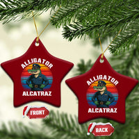 Alligator Alcatraz Florida Ceramic Ornament Funny Gator Cop Political Humor Retro Sunset - Wonder Print Shop