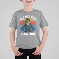 Alligator Alcatraz Florida T Shirt For Kid Funny Gator Cop Political Humor Retro Sunset - Wonder Print Shop