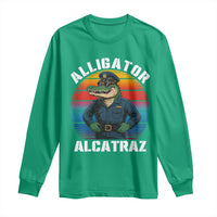Alligator Alcatraz Florida Long Sleeve Shirt Funny Gator Cop Political Humor Retro Sunset - Wonder Print Shop