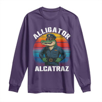 Alligator Alcatraz Florida Long Sleeve Shirt Funny Gator Cop Political Humor Retro Sunset - Wonder Print Shop