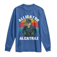 Alligator Alcatraz Florida Long Sleeve Shirt Funny Gator Cop Political Humor Retro Sunset - Wonder Print Shop