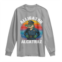 Alligator Alcatraz Florida Long Sleeve Shirt Funny Gator Cop Political Humor Retro Sunset - Wonder Print Shop