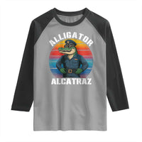Alligator Alcatraz Florida Raglan Shirt Funny Gator Cop Political Humor Retro Sunset - Wonder Print Shop