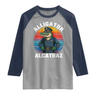 Alligator Alcatraz Florida Raglan Shirt Funny Gator Cop Political Humor Retro Sunset - Wonder Print Shop