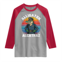Alligator Alcatraz Florida Raglan Shirt Funny Gator Cop Political Humor Retro Sunset - Wonder Print Shop