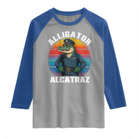 Alligator Alcatraz Florida Raglan Shirt Funny Gator Cop Political Humor Retro Sunset - Wonder Print Shop