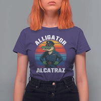 Alligator Alcatraz Florida T Shirt For Women Funny Gator Cop Political Humor Retro Sunset - Wonder Print Shop