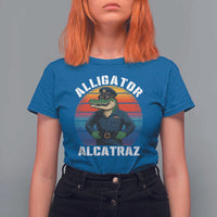 Alligator Alcatraz Florida T Shirt For Women Funny Gator Cop Political Humor Retro Sunset - Wonder Print Shop