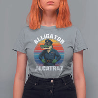 Alligator Alcatraz Florida T Shirt For Women Funny Gator Cop Political Humor Retro Sunset - Wonder Print Shop