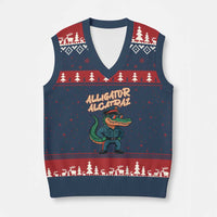 Alligator Alcatraz Political V-Neck Knit Sweater Vest Funny Florida Gator Cop with Attitude - Wonder Print Shop