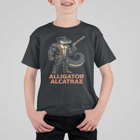 Alligator Alcatraz Gunslinger T Shirt For Kid Swamp Outlaw Satire Patriotic Rebel - Wonder Print Shop