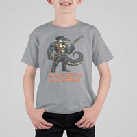 Alligator Alcatraz Gunslinger T Shirt For Kid Swamp Outlaw Satire Patriotic Rebel - Wonder Print Shop