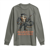 Alligator Alcatraz Gunslinger Long Sleeve Shirt Swamp Outlaw Satire Patriotic Rebel - Wonder Print Shop