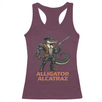 Alligator Alcatraz Gunslinger Racerback Tank Top Swamp Outlaw Satire Patriotic Rebel - Wonder Print Shop