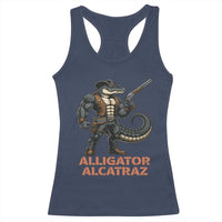 Alligator Alcatraz Gunslinger Racerback Tank Top Swamp Outlaw Satire Patriotic Rebel - Wonder Print Shop