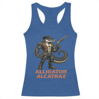 Alligator Alcatraz Gunslinger Racerback Tank Top Swamp Outlaw Satire Patriotic Rebel - Wonder Print Shop