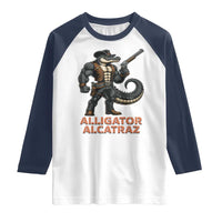 Alligator Alcatraz Gunslinger Raglan Shirt Swamp Outlaw Satire Patriotic Rebel - Wonder Print Shop