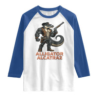 Alligator Alcatraz Gunslinger Raglan Shirt Swamp Outlaw Satire Patriotic Rebel - Wonder Print Shop