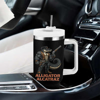 Alligator Alcatraz Gunslinger Tumbler With Handle Swamp Outlaw Satire Patriotic Rebel - Wonder Print Shop