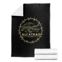 Alligator Alcatraz 2025 Throw Blanket Gator Lockdown Political Satire Barbed Wire Swamp Humor - Wonder Print Shop