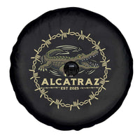 Alligator Alcatraz 2025 Spare Tire Cover Gator Lockdown Political Satire Barbed Wire Swamp Humor - Wonder Print Shop