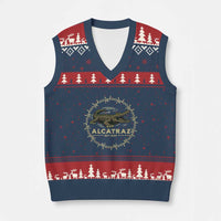 Alligator Alcatraz 2025 V-Neck Knit Sweater Vest Gator Lockdown Political Satire Barbed Wire Swamp Humor - Wonder Print Shop