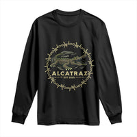 Alligator Alcatraz 2025 Long Sleeve Shirt Gator Lockdown Political Satire Barbed Wire Swamp Humor - Wonder Print Shop