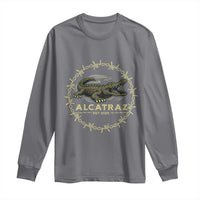 Alligator Alcatraz 2025 Long Sleeve Shirt Gator Lockdown Political Satire Barbed Wire Swamp Humor - Wonder Print Shop