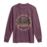 Alligator Alcatraz 2025 Long Sleeve Shirt Gator Lockdown Political Satire Barbed Wire Swamp Humor - Wonder Print Shop