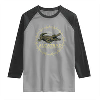 Alligator Alcatraz 2025 Raglan Shirt Gator Lockdown Political Satire Barbed Wire Swamp Humor - Wonder Print Shop