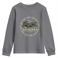 Alligator Alcatraz 2025 Youth Sweatshirt Gator Lockdown Political Satire Barbed Wire Swamp Humor - Wonder Print Shop
