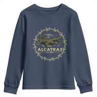 Alligator Alcatraz 2025 Youth Sweatshirt Gator Lockdown Political Satire Barbed Wire Swamp Humor - Wonder Print Shop