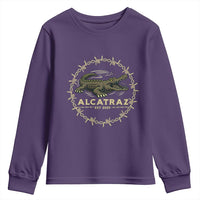 Alligator Alcatraz 2025 Youth Sweatshirt Gator Lockdown Political Satire Barbed Wire Swamp Humor - Wonder Print Shop