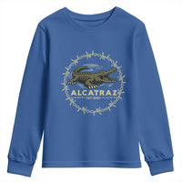 Alligator Alcatraz 2025 Youth Sweatshirt Gator Lockdown Political Satire Barbed Wire Swamp Humor - Wonder Print Shop