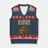 Alligator Alcatraz Florida V-Neck Knit Sweater Vest Political Swamp Prison Dark Humor - Wonder Print Shop
