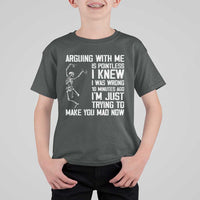 Funny Skeleton Sarcastic T Shirt For Kid Arguing With Me Is Pointless Smartmouths - Wonder Print Shop