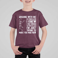 Funny Skeleton Sarcastic T Shirt For Kid Arguing With Me Is Pointless Smartmouths - Wonder Print Shop