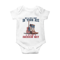 Funny Boot in Your Ass American Way Baby Onesie Patriotic Country Style USA Pride - Wonder Print Shop