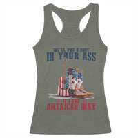 Funny Boot in Your Ass American Way Racerback Tank Top Patriotic Country Style USA Pride - Wonder Print Shop