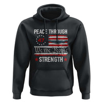 Peace Through Strength Hoodie Patriotic Midnight Hammer Jet American Flag - Wonder Print Shop