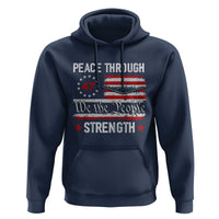 Peace Through Strength Hoodie Patriotic Midnight Hammer Jet American Flag - Wonder Print Shop